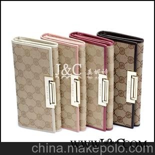 品新款 古卓正品 女士长款真皮钱包 搭扣牛皮钱包