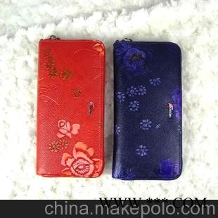 真皮\汇艺点睛\皮具\女士\钱包\意大利花式牛皮\玫瑰菊花拉链包图1
