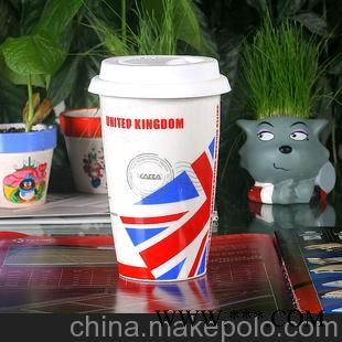 批发双层陶瓷杯子 随手杯 定做广告礼品杯 创意水杯 英国国旗杯图1