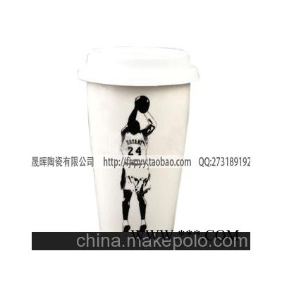 批发双层陶瓷杯子 星巴克随手杯 广告礼品杯 创意水杯 NBA纪念杯