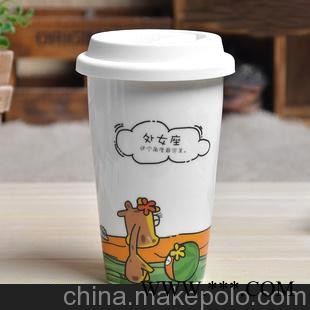 批发双层陶瓷杯子 创意水杯 卡通星座杯 外贸广告礼品杯定制LOGO图1
