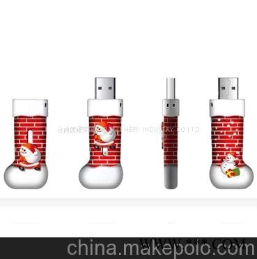 圣诞老人推拉鞋子U盘 礼品U盘 商务U盘 广告U盘图2