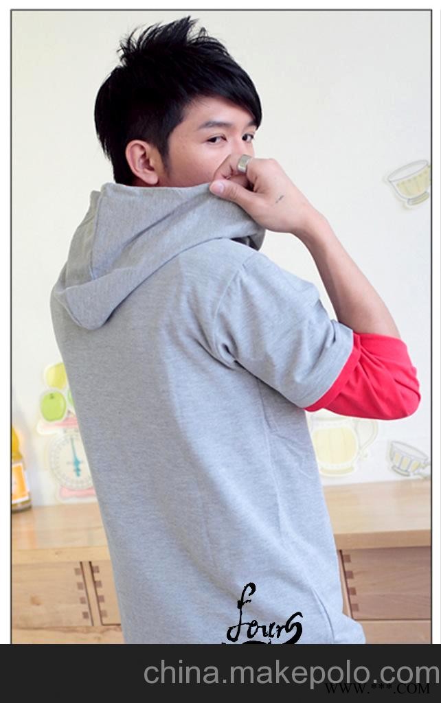 韩版双色 连帽T恤 班服 广告衫图1