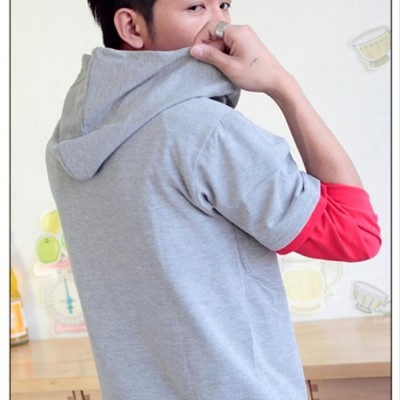 韩版双色 连帽T恤 班服 广告衫