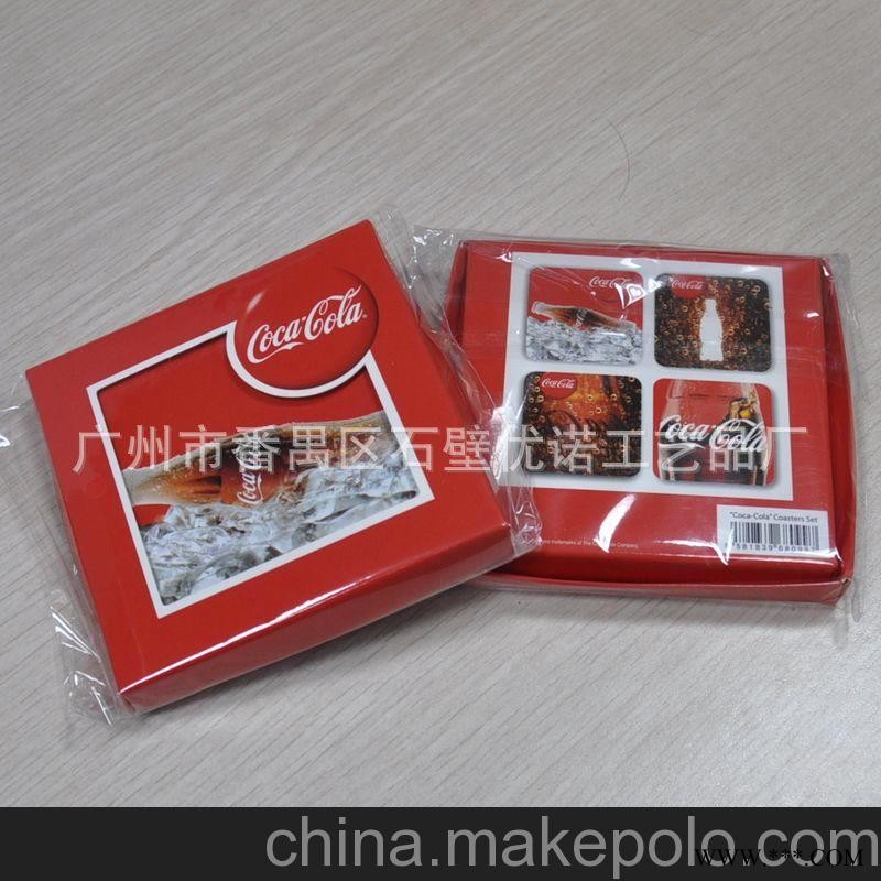 厂家定做 彩色印刷灰板纸软木杯垫  可口可乐广告软木杯垫图3