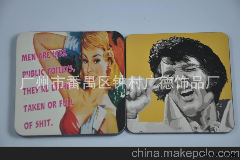 供应MDF杯垫 创意艺术中纤板杯垫 绒布纸杯垫 广告个性木头杯垫图2