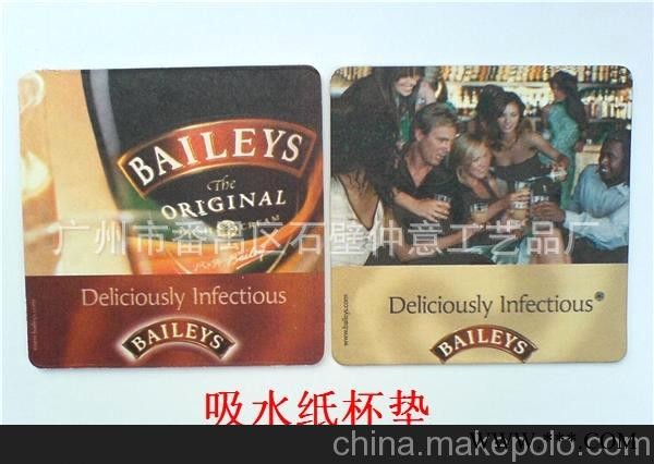 厂家供应，广告促销礼品杯垫，吸水纸杯垫图2
