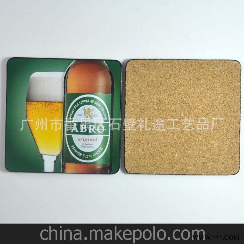 供应--广告促销礼品中纤板杯垫 四周过黑油木质杯垫 作啤酒木杯垫图1