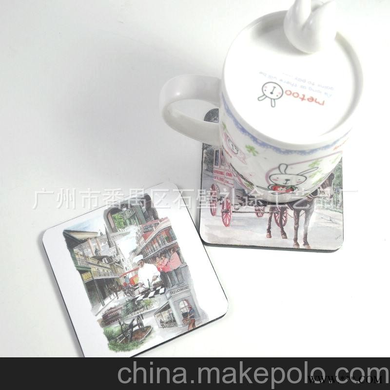 供应 水城市旅游中纤板杯垫 欧美式广告促销礼品杯垫 木杯垫图3