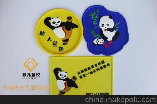 pvc软胶杯垫，功夫熊猫，熊猫杯垫，机器人杯垫，广告礼品杯垫图3
