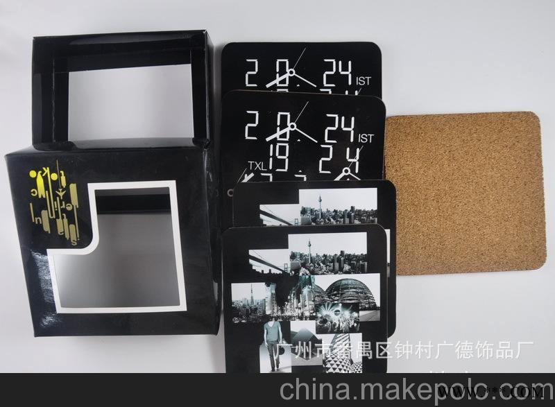 厂家供应 MDF+软木杯垫 广告礼品促销杯垫 方形时尚杯垫图1