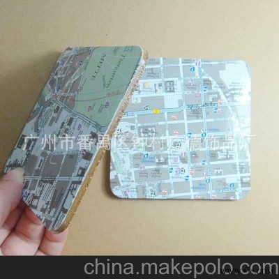 实力工厂订做 100%满意的 商务礼品杯垫 地图创意广告杯垫 餐桌垫