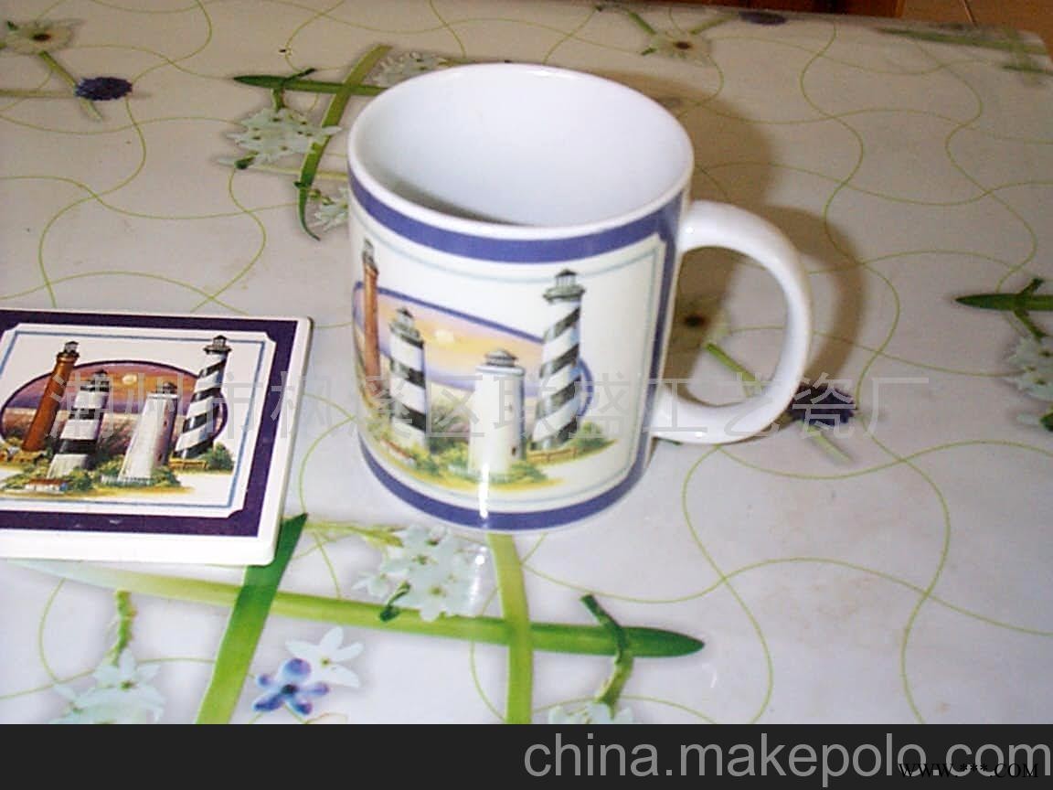直销供应杯具茶具杯 广告杯 陶瓷杯 创意个性杯子加软木杯垫图1