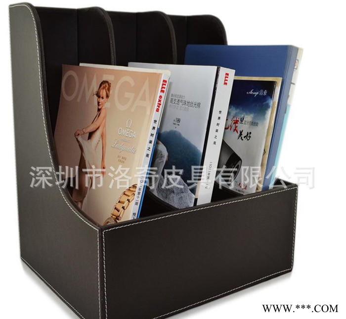 深圳工厂 高端订做 PU皮 文件座 资料架 三排 弧形 文件图2