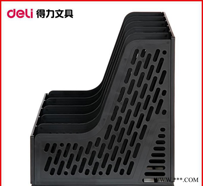 得力9838文件框文件座五联文件架5栏筐加厚资料架办公灰/黑图2