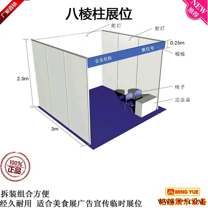 铭越展示设备MY-J002 香港电子展展板 香港电子展展位八棱柱铝材生产厂家 标准展位图2