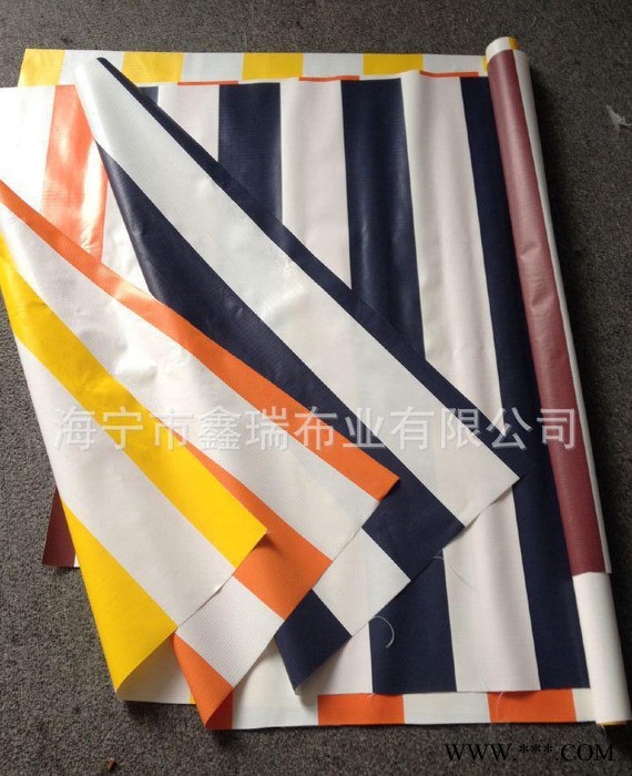 广告促销色彩鲜艳性能优越PVC彩条布 防雨遮阳布图2