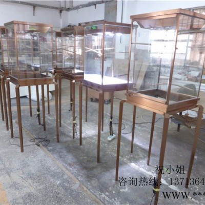 ****柜|玻璃展示柜|不锈钢珠宝柜|拉丝玫瑰金橱窗柜|陈列展示柜
