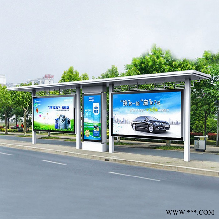 奥林定制铝型材候车亭 不锈钢公交站台 广告灯箱 路名牌灯箱厂家图2