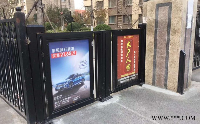 小区人行广告门禁门厂家批发 奥特人行广告门 材质为铝型材 坚固耐用 适用于政府办公楼 居民小区 办公楼等需人车分流的场所图2