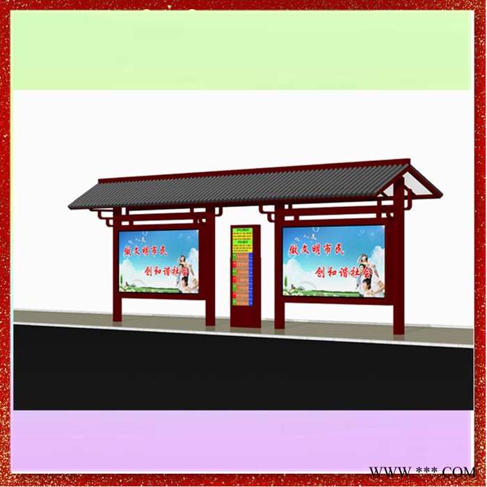 彭州仿古候车亭 内江型材候车亭 候车亭制造 候车亭 灯箱图3