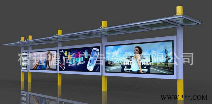 制作公交站台 太阳能型材公交站台 镀锌钢板灯箱公交站台图1