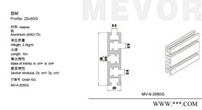 MV-8-2040A  工业铝型材图1