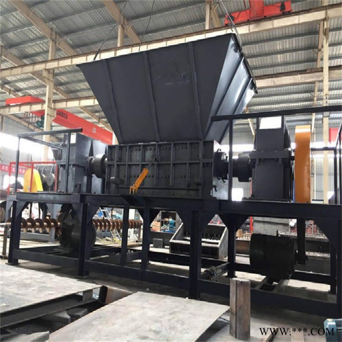 双轴铝餐盒撕碎机 丰茂800型多功能铝型材金属破碎机设备价格图5