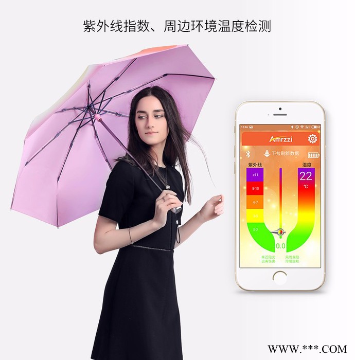 直销阿玛姿   智能防晒太阳伞 防紫外线  防丢  折叠女用伞  玫瑰蝴蝶代发图2