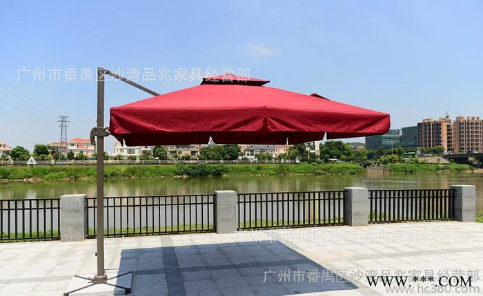 直销户外遮阳庭院大太阳伞方形双层顶罗马伞侧立折叠广告