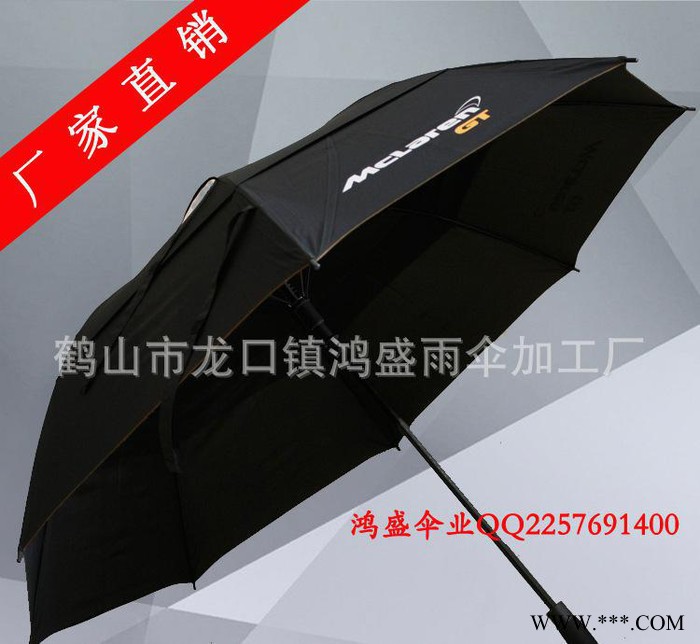 雨伞 双层高尔夫小黑伞太阳伞 礼品广告长柄雨伞定做logo图2