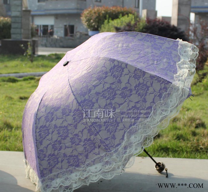 超厚黑胶太阳伞 砂复合蕾丝晴雨伞 **防紫外线防晒雨伞图3