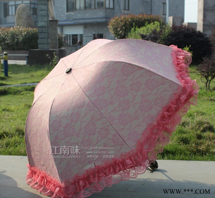 超厚黑胶太阳伞 砂复合蕾丝晴雨伞 **防紫外线防晒雨伞图2