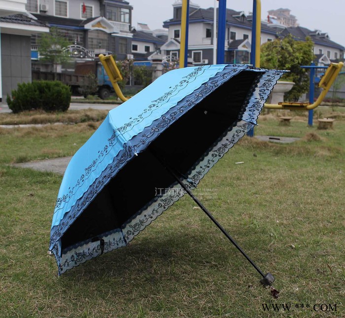 防紫外线伞 接边蕾丝晴雨伞 遮阳伞 太阳伞  黑胶碰击布图3