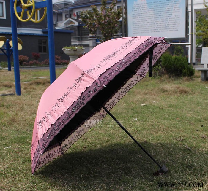 防紫外线伞 接边蕾丝晴雨伞 遮阳伞 太阳伞  黑胶碰击布图2