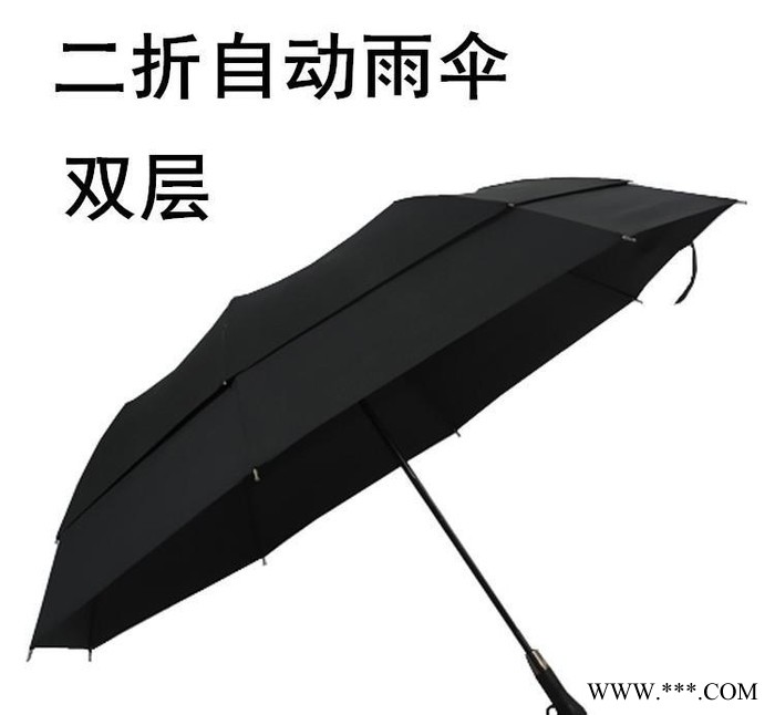 二折双层高尔夫伞 超大折叠太阳伞 男士商务遮阳雨伞 广告礼品伞图3