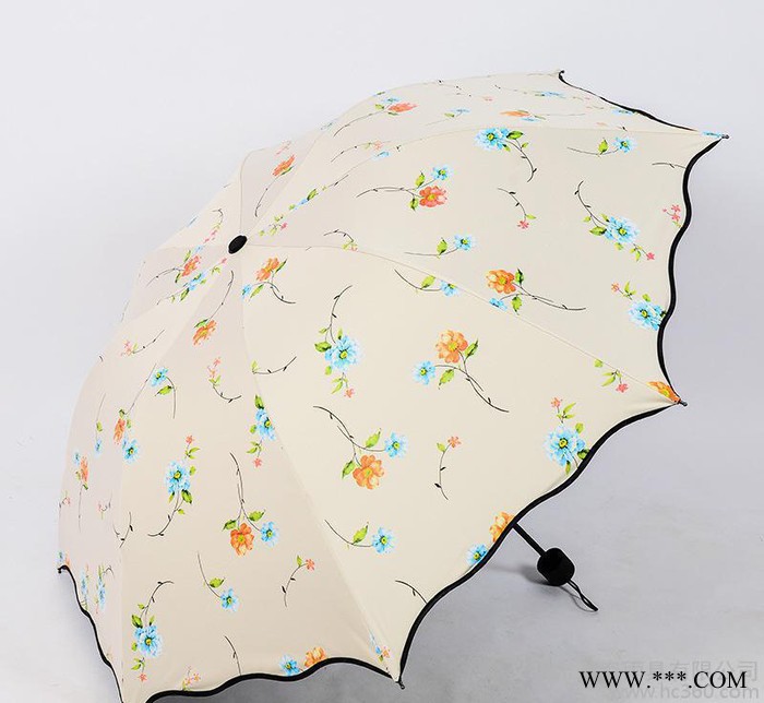 韩版晴雨伞小可爱太阳伞折叠遮阳伞户外三折黑胶超防晒雨伞代发图3
