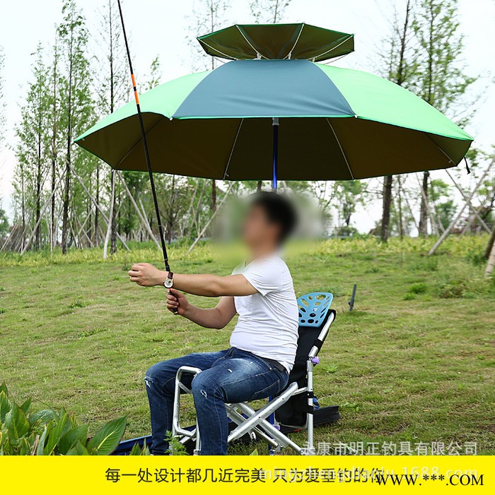 双层加厚天窗折叠钓鱼伞垂钓伞雨伞太阳伞户外野营伞遮阳渔具伞架图3