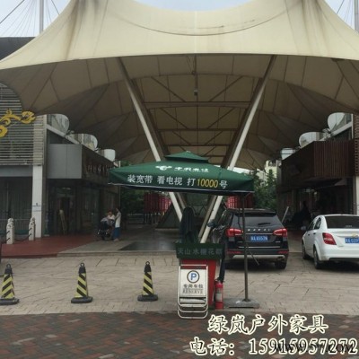 绿岚供就红色方形双顶户外侧边伞 青岛户外遮阳伞 保安站岗太阳伞