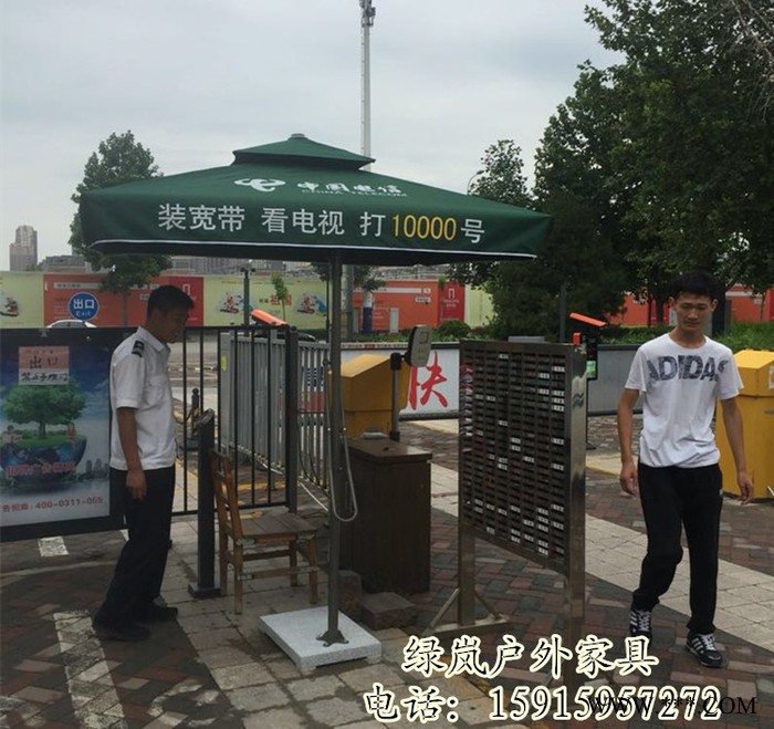 绿岚供就红色方形双顶户外侧边伞 青岛户外遮阳伞 保安站岗太阳伞图3