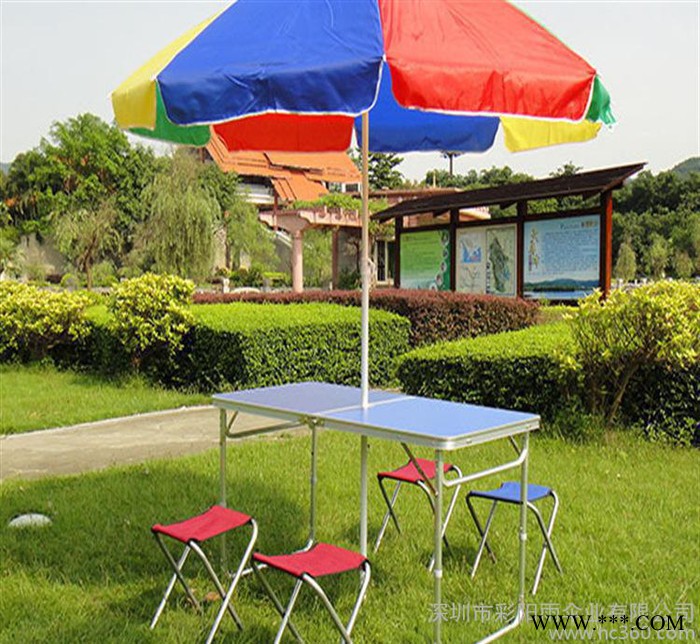 彩阳雨新款户外太阳伞配套折叠桌子折叠桌椅 便携式铝合金桌图3