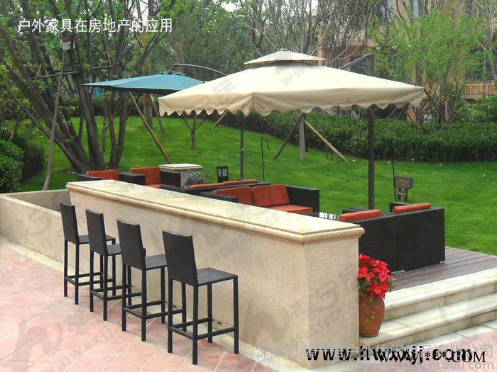 酒店 藤编桌椅物 景区户外休闲深圳特色酒店桌椅伞 露天休闲户外桌椅遮阳伞 休闲室外露天休闲户外太阳伞图6