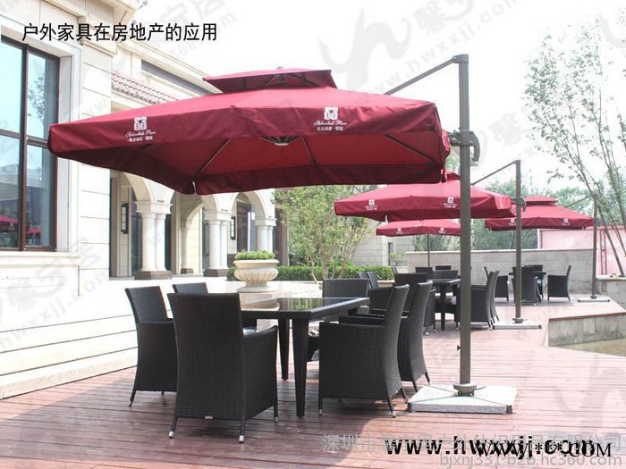 酒店 藤编桌椅物 景区户外休闲深圳特色酒店桌椅伞 露天休闲户外桌椅遮阳伞 休闲室外露天休闲户外太阳伞图2