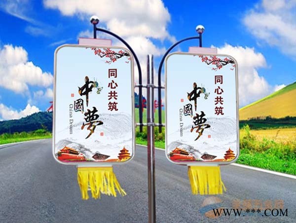 山东潍坊路灯杆灯箱抱柱灯箱生产 铝型材灯箱   不锈钢灯箱  供应灯笼型仿古灯杆灯箱 路灯杆广告牌外观大气优雅抗风能力强图3