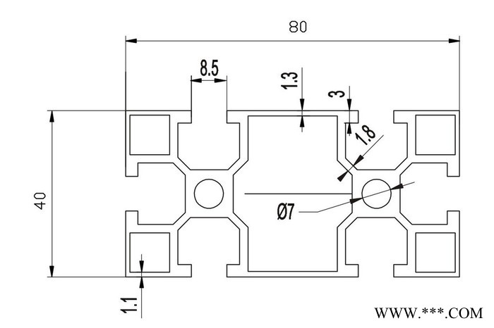 工业铝型材4080电泳国标铝型材3.0厚流水线展示柜支架铝型材图5