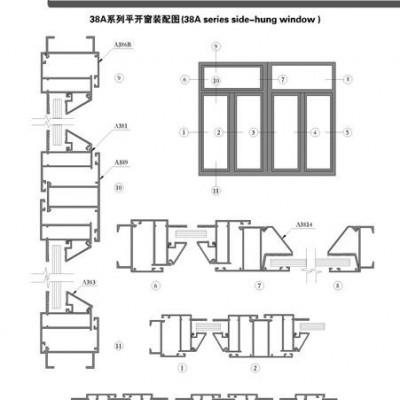 供应38A系列平开窗 铝型材