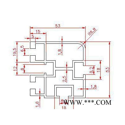 53*53插件线导轨铝型材 5353铝合金型材 06B链条