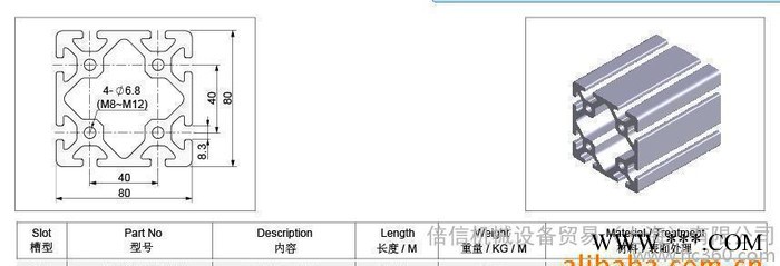 P8 80x80 H 工业铝型材 流水线铝材 型材配件 铝材图2