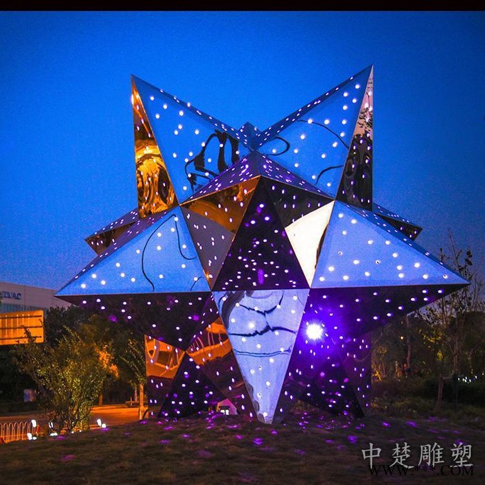 夜景灯管雕塑 不锈钢灯光雕塑艺术造型设计图6