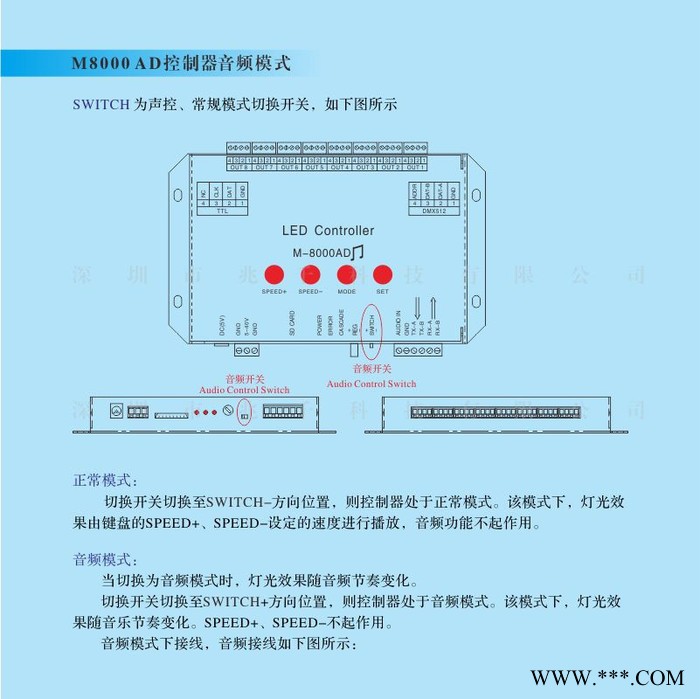 兆千M-8000AD LED音频控制器、LED控制器、DMX512控制器、氛围灯控制器、 LED控制器、LED音乐控制器图7